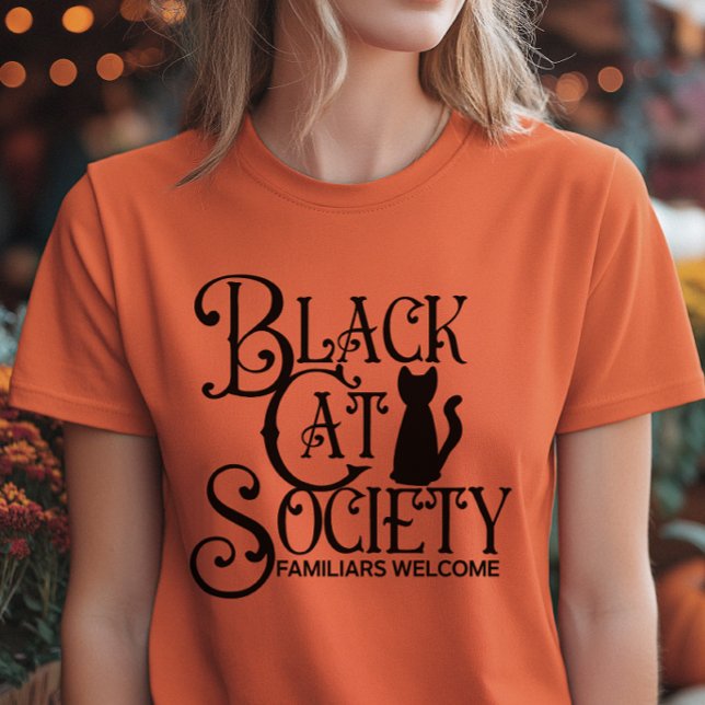 T-shirt Société de chats noirs Halloween (Fun Black Cat Society Halloween Tshirt)