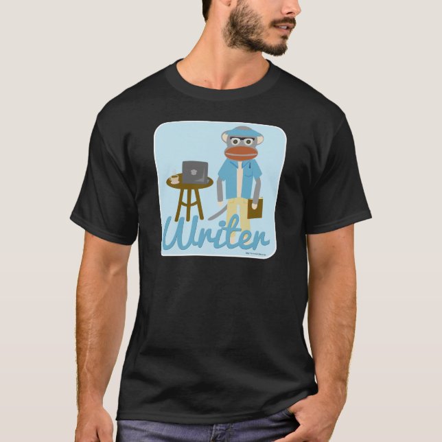 T-shirt Sock Monkey Author Fun Cartoon Character (Devant)