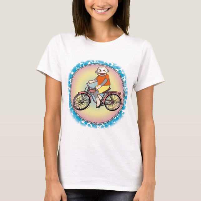 T-shirt Sock Monkey Bicycle (Devant)