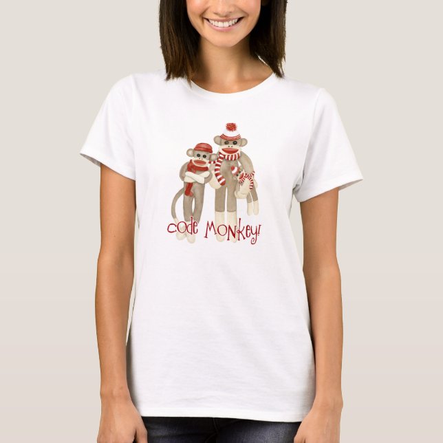 T-shirt Sock Monkey Code Monkey T Shirt (Devant)
