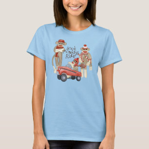 T-shirt Sock Monkey Pedal Car, Sock Monkeys Rule T Shirt