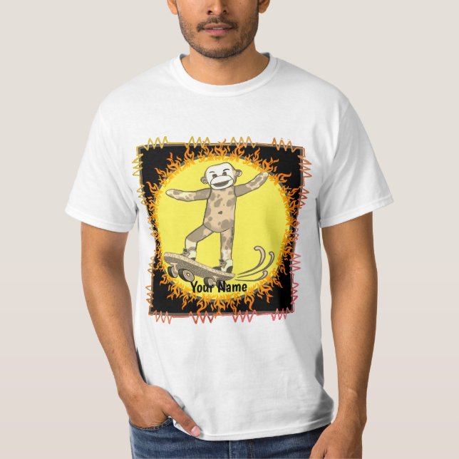 T-shirt Sock Monkey Skateboard (Devant)
