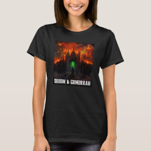 T-shirt Sodome et Gomorrhe Ville brûle avec ange et église