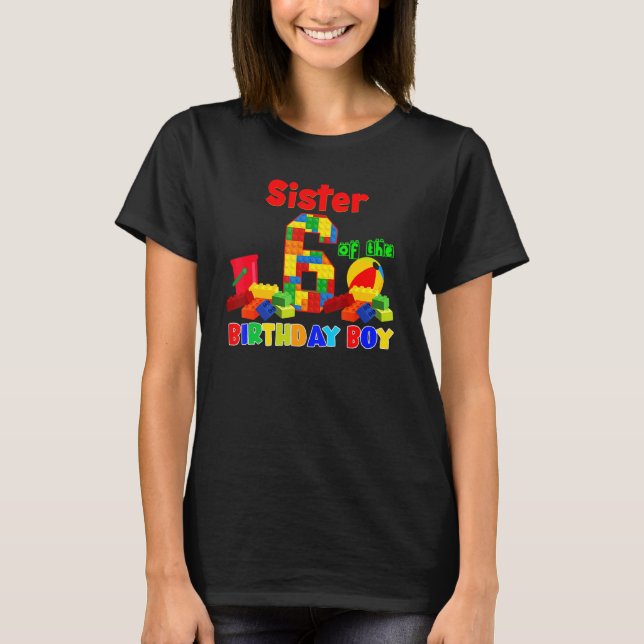 T-shirt Soeur D'Anniversaire Bâtiment Garçon Bâtiment 6 An (Devant)