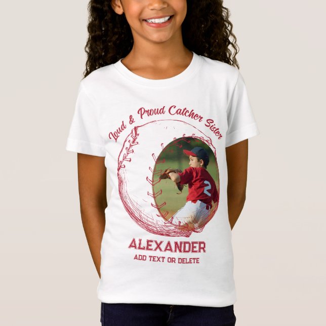 T-Shirt Soeur de baseball forte et fière, équipe de petite (Devant)