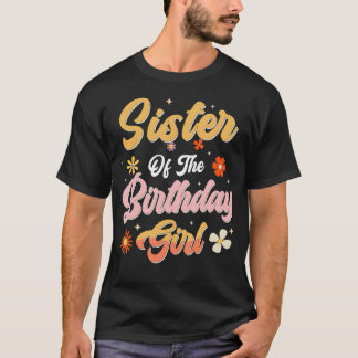 T-shirt Sœur de la filleuse de l'anniversaire Groovy Famil