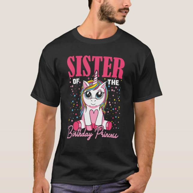 T-shirt Soeur De La Princesse Anniversaire Promue À Big Si (Devant)