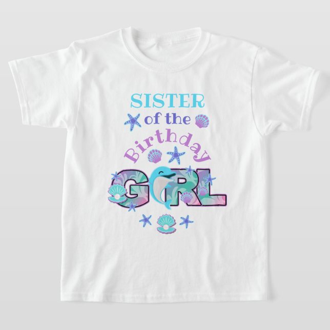 T-shirt Soeur de l'Anniversaire Fille Dolphin chemise Part (Poser)