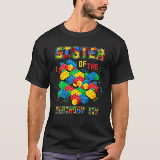 T-shirt Soeur De L'Anniversaire Garçon Drôle Blocs Bâtimen