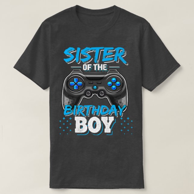T-shirt Soeur de l'Anniversaire Garçon Matching Vidéo Jeu  (Design devant)