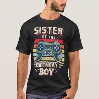 T-shirt Soeur de l'Anniversaire Garçon Matching Vidéo Jeu 