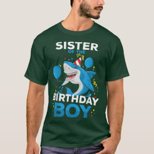 T-shirt Soeur de l'Anniversaire Garçon requin Océan thème