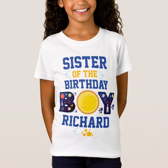 T-Shirt Soeur de l'espace pour garçons d'anniversaire | Pl (Devant)
