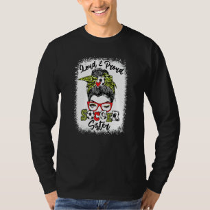T-shirt Soeur De Soccer Forte Et Fière Messy Bun Bleached