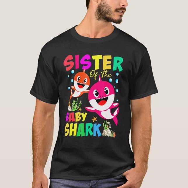 T-shirt Soeur Du Bébé Birthday Shark Sister Shark Chr (Devant)