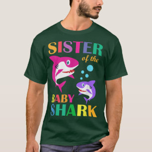 T-shirt Soeur Du Bébé Birthday Shark Sister Shark Mot