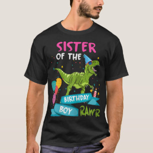 T-shirt Soeur du garçon d'anniversaire TRex Dinosaure corr