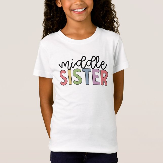 T-Shirt Soeur du milieu mignonne, frères et soeurs (Devant)