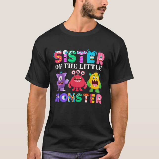 T-shirt Soeur Du Petit Monster Famille D'Anniversaire (Devant)