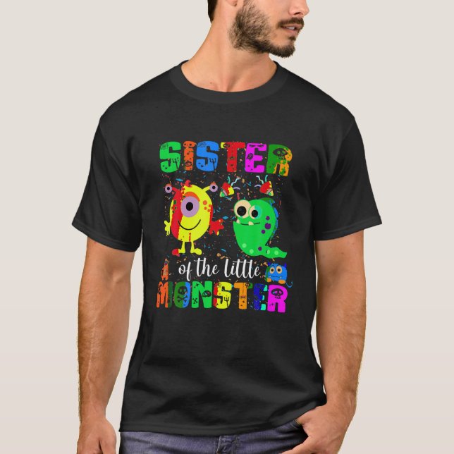 T-shirt Soeur Du Petit Monstre Thématique Anniversaire Fam (Devant)
