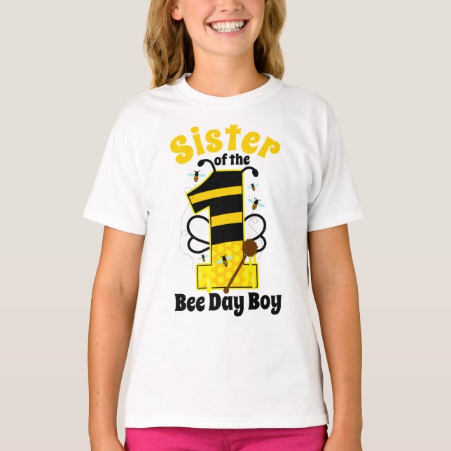 T-shirt Soeur du premier anniversaire Bee (Devant)