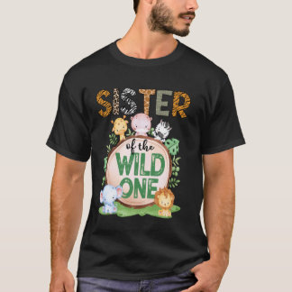 T-shirt Sœur du Wild One Safari Woodlan 1er anniversaire