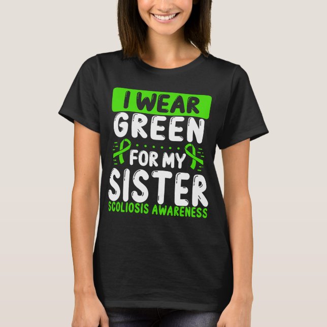 T-shirt Soeur Green Ruban Twin Sensibilisation à la Scolio (Devant)