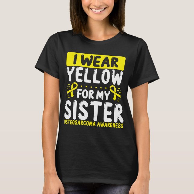 T-shirt Soeur jaune Ruban Twin Bone Sensibilisation au can (Devant)