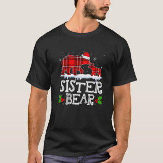 T-shirt Soeur Ours Femmes Rouge Plaqué Pajama de Noël Fami