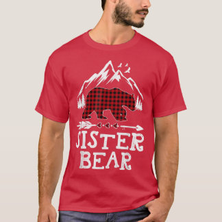 T-shirt Soeur Ours Pyjama de Noël Rouge Plaid Buffalo Fam
