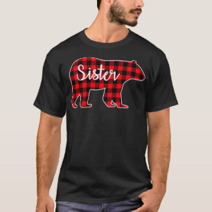 T-shirt Soeur Ours Rouge Plaid Famille Correspondance Noël