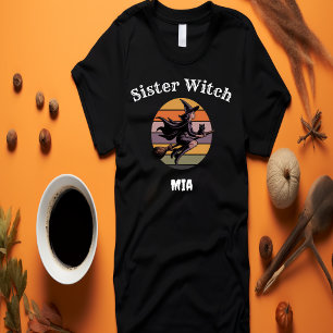 T-shirt Soeur personnalisée sorcière Rétro Femmes Hallowee