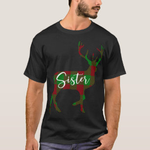 T-shirt Soeur Reindeer Plaid Pajama Correspondant Famille 