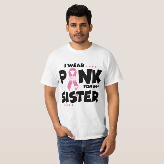T-shirt Soeur rose Ruban Cancer du sein (Devant entier)