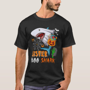 T-shirt Soeur Shark Boo Halloween Shark Boo Ghost Candy P