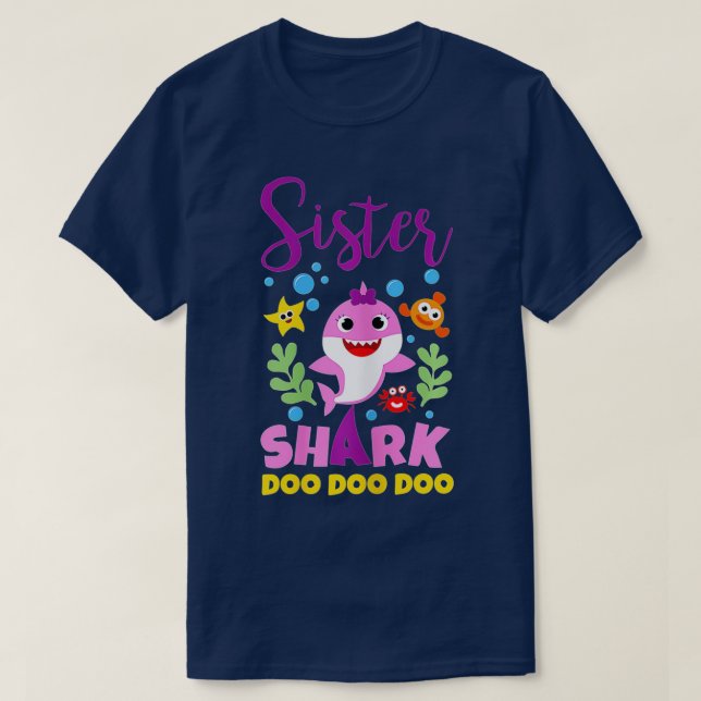 T-shirt Soeur Shark Cadeau mignonne bébé requin famille ju (Design devant)