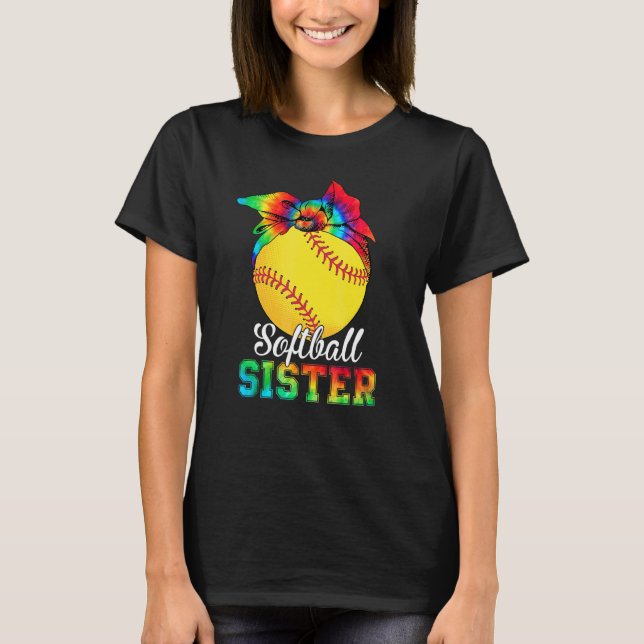 T-shirt Soeur Soeur Soeur Soeur Tie Dye Softball Mère (Devant)