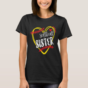 T-shirt Soeur Softball Softball Coeur Laces mignonnes 1