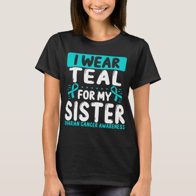 T-shirt Soeur Turquoise Ruban Twin Sensibilisation au canc (Devant)