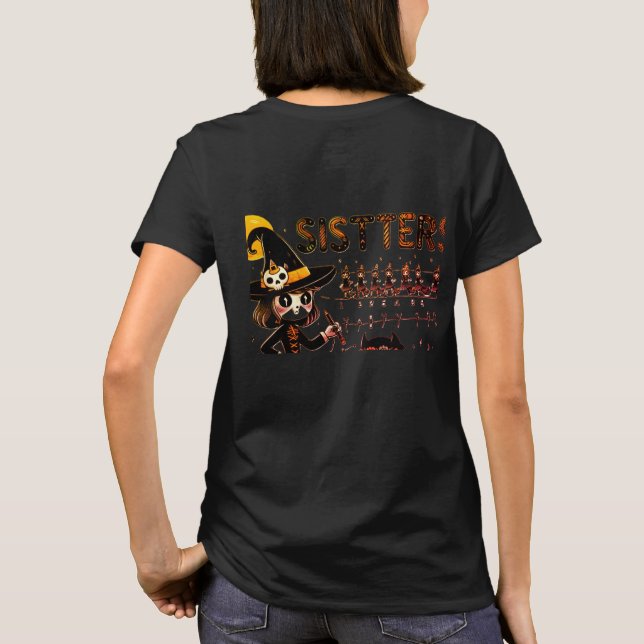 T-shirt "Soeurs d'Halloween - Pratique Éffrayante d'écritu (Dos)