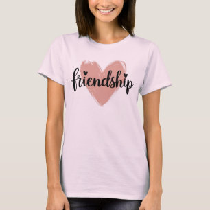 T-shirt Soft Blush et Black Hand-Drawn Heart Friendship