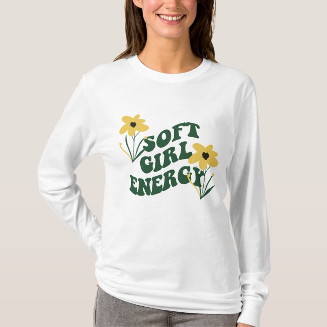 T-shirt Soft Girl Energy Retro Flowers (Devant)
