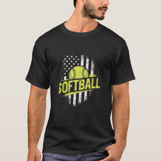 T-shirt Softball American Flag Sports Fan Player