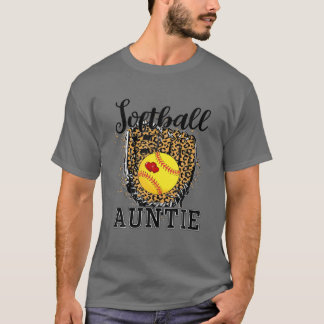T-shirt Softball Auntie Leopard Jour Tante Mère Softb