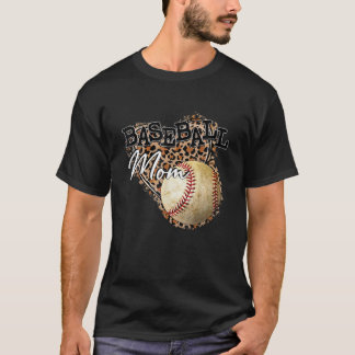T-shirt Softball Baseball Mom Leopard Mother's Day