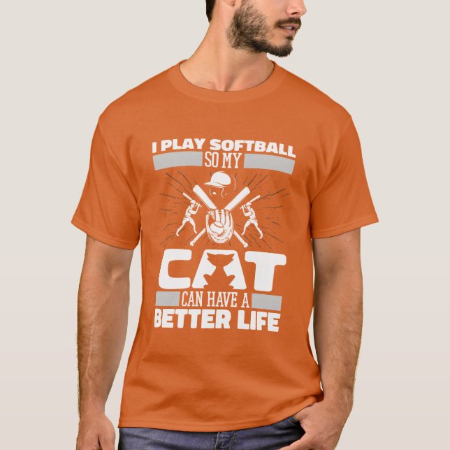 T-shirt Softball Cat rétro (Devant)
