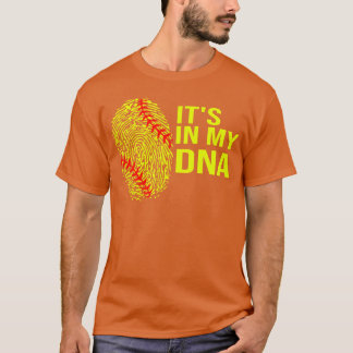 T-shirt Softball C'est Dans Mon Adn Empreinte Digitale Fil