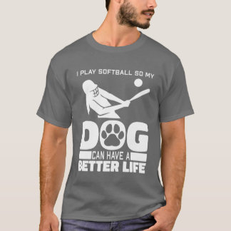 T-shirt Softball Chien amis de la famille