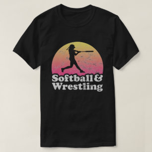 T-shirt Softball et lutte femmes ou filles lutteur