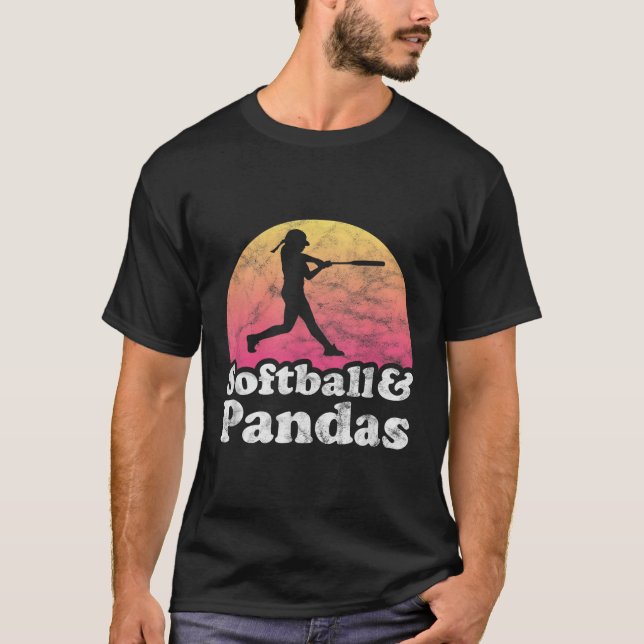 T-shirt Softball Et Pandas Ou Panda (Devant)